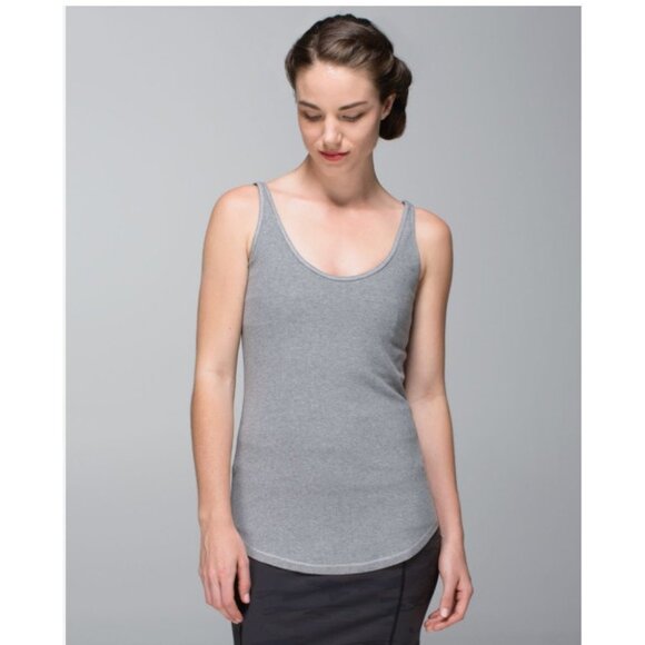 lululemon athletica Tops - Lululemon Mudra Tank Top Womens 6 Gray Ribbed Modal Scoop Neck Lounge Camisole